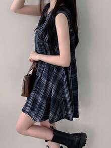 2025夏季女士休闲格子长款上衣，百搭