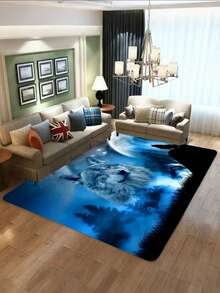 1 件月光狼地毯 - 醒目的松树设计 - 耐用、可机洗、非常适合客厅、卧室和休闲区 - 时尚家居装饰配件、客厅地毯、地毯、客厅地毯、小地毯、垫子、家居装饰、大客厅地毯、圆形地毯、家居客厅装饰