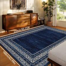 1pc Luxury Modern Navy Blue Floral Border Design Area Rug - Non-Shedding, Easy Clean, 800g Fine Worsted Wool + TPR Washable Bottom, Suitable For Living Room, Bedroom, Kitchen, Bathroom, Soft & Fluffy All Season Large Size Mat, Home Decor - Multicolor - View 16