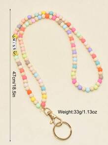 1pc Personalized Name/Text/Boho Style/Mixed Color/Matte Acrylic Bead/Wooden Bead/Lanyard Keychain, Word "TEACH MISS", Teacher's Daily Life Gift/Badge Holder Keychain/Phone Strap/Back To School Gift, Rainbow Teacher Lanyard/Anti-Lost/Customized Name Or ID Card Lanyard/Beaded Lanyard/Name Lanyard, Cute Teacher Gift