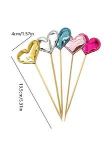 50/100 件闪闪发光的心形纸杯蛋糕装饰，蛋糕装饰插件，色彩鲜艳，非常适合婚礼、周年纪念、生日、派对、订婚和新娘送礼会，优雅的蛋糕装饰，营造气氛，创意心形、星星、皇冠、耳形设计，不同风格，不同场景，多种风格可供选择，必备品