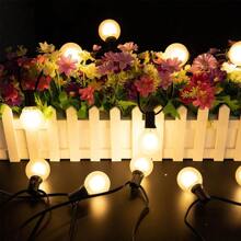 G40 Outdoor Solar Powered String Lights, Frosted Plastic Bulbs, Emit Warm Vintage Light, Suitable For New Year, Wedding, Camping, Garden, Holidays, Patio, Yard, Balcony Lighting, Outdoor Party, Christmas Decoration