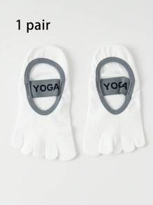 1 Pair Yoga Toe Socks For Women, Five Finger Socks For Indoor Fitness, Dancing, Workout, Non-Slip Grip, Shock Absorbent, Pilates Socks
