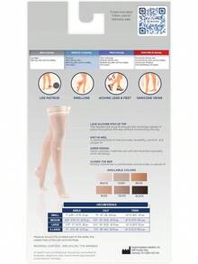 Medias de compresión transparentes Truform, 15-20 mmHg, longitud hasta el muslo para mujeres, beige denier, manguera de soporteédico para mujer, mediana - Gris pardo - Ver 5