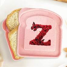 1 pieza Caja de almuerzo portátil con tapa con forma de tostada, caja de sándwich con pan tostado, contenedor de alimentos con patrón de letra creativo, cajas de aperitivos para cocina, picnic al aire libre, caja bento de gran capacidad - Rosa - Ver 88