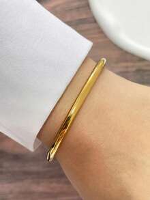 STYLEVER 1 件金扣手链，特殊双链设计，不锈钢链条，搭配光滑表面手链，独特精致的风格，适合节日礼物