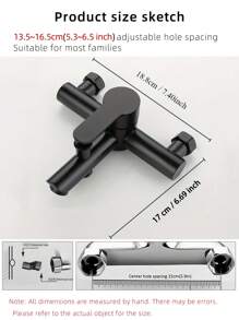 1pc Stainless Steel Mixer Tap Hot And Cold Water Faucet For Bathroom Dual Shower Head Bathtub Three-Way Combination In Black Or Brushed With Accessories