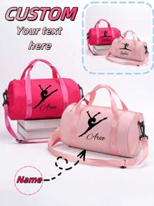 قطعة واحدة من حقيبة الرقص المخصصة ذات الشكل الأسطواني، باللون الوردي أو الأحمر الوردي، مطبوع عليها ظلال الراقصين، مصممة لتعلم الرقص والتدريب، بتصميم بسيط وموضوع الرقص. مطبوع عليه اسمك الخاص، حقيبة رياضية للرقص اللاتيني، مصنوعة من خامات مقاومة للماء للسفر والاستعمال اليومي، سعة كبيرة لصالة الألعاب الرياضية، مناسبة لحمل فوق الكتف أو كحقيبة رياضية، هدية مناسبة للعائلة والأصدقاء