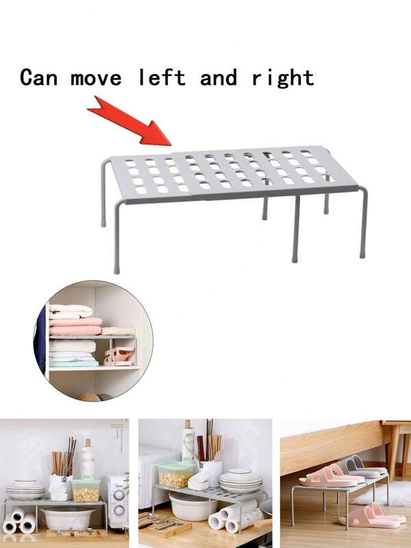 1pc Solid Color Detachable Retractable Layered Rack Wardrobe Storage Layered Partition Cabinet Nail-Free Rack Cabinet Bathroom Partition Rack Dormitory Retractable Storage Rack Space-Saving Kitchen Space-Saving Rack Home Living Room Dormitory Plastic Shoe Slippers Storage Rack Kitchen Rack Home Living Room Dormitory Plastic Shoe Slippers Storage Rack