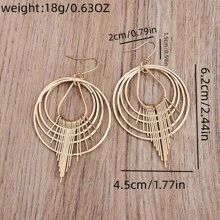 1pc Vintage Circle Water Drop Tassel Pendant Earrings, Fashionable Jewelry Gift For Women