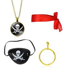 Diadema de pirata, antifaz, collar con ancla, sombrero, pendientes, anillo, disfraz para fiesta, accesorios de disfraz de Halloween