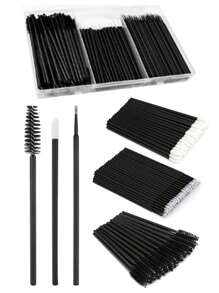 200 Black Makeup Brushes Set, 50 Black Eye Black Brushes, 100 Mini Makeup Brushes, 50 Lipstick Applicators, With Eyelash Extension Lipstick Management Box, Including 1 Plastic Storage Box, Eye Eye Black Stick, Mini Cleaning Brush, Lipstick Lip Applicator, Soft Brush Head, Necessary Tools For Makeup Brushes