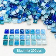 200pcs Mosaic Glass Tiles, Handmade DIY Craft Supplies For Creative Art, Painting And Jewelry Making, 8 Different Style Color Combinations