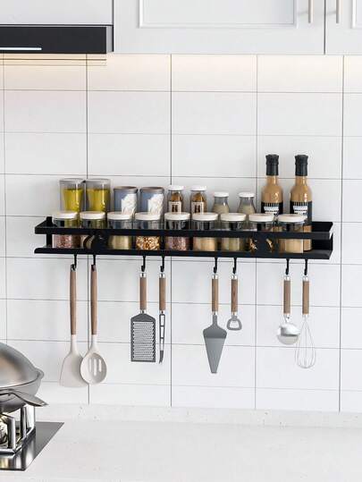 1 st borrfri väggmonterad kryddhylla, multifunktionell krydd-, krydd- och badrumsorganisatörshylla, köksinredning i lantlig stil köksartiklar kökstillbehör köksredskap