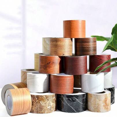 1 Roll Faux Wood Grain High Adhesive Tape, Self Adhesive Waterproof Anti-Mold Tape For Furniture & Floor Repair,Wood Grain Repair Tape, Self Adhesive Wood Colored Tape For Tables, Chairs, Baseboards, Doors, Windows, Floors, Handicraft DIY.