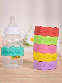 1 PIEZA Etiqueta de botella de silicona personalizada - Banda con nombre grabado para tazas, tazas, botellas de agua, identificador de botellas reutilizables para la escuela, la oficina, los viajes