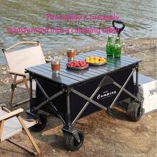 5英寸大容量重型折叠旅行车便携式桌面，便携式折叠运动购物露营旅行车桌面，便携式碳钢折叠桌面，露营、钓鱼、家庭野餐等必备便携式折叠桌面 - 黑色 - 查看 2