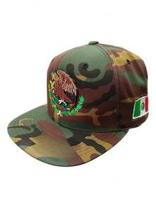 Gorra Bordada Plana Escudo Mexico Rojo Único - Camuflaje - Ver 1