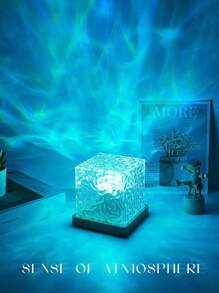 1 pièce Lampe à projection d'ondes 16 couleurs - Flamme rotative progressive avec lumière aquatique, avec télécommande, convient pour le bureau, la table de chevet, la chambre à coucher, le bar, le restaurant, veilleuse des vagues