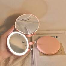 1 Set 1X/2X Portable Travel Makeup Mirror Rechargeable Handheld Vanity Mirror For Women Compact Travel For Go Touch Ups And Everyday Use Lightweight And Practical Design,Daylight LED Folding Mirror.Pocket Mirror For Handbag Purse.