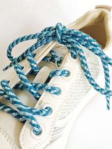 2 件金属编织鞋带，涤纶编织圆形鞋带，彩色双色黑白红黄蓝