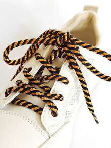 2 件金属编织鞋带，涤纶编织圆形鞋带，彩色双色黑白红黄蓝