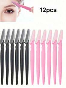 12 Stücke Hochwertige Augenbrauen- und Gesichtshaartrimmer-Set - Edelstahl Haarentfernung, mit Sicherheitsschutz, ergonomisches Design für Augenbrauen, Ohren, Nasenhaarpflege, parfümfrei, Gesichtshaarstyling | Modernes Schönheitswerkzeug | Rasierer, Pinzetten, Sommergeschenk