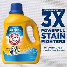 ARM & HAMMER Plus OxiClean Stain Fighter Liquid Laundry Detergent, Fresh Scent, 32.5 Fl Oz, 25 Loads - Yellow - View 4