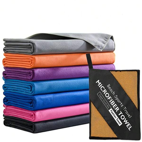 1pc Outdoor Sports Quick-Dry Absorbent Soft Towel, Ultra-Fine Fiber Beach Towel, Sports Towel, Yoga Towel, Fitness Towel, Travel Absorbent Towel, For Yoga, Beach, Bathing, Swimming, Hiking, Backpacking, Picnic, Swimming Pool, Camping, Beach Essential