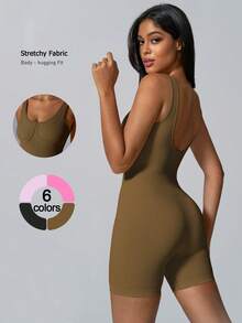 NcmRyu 1 件女式性感无缝弹力罗纹连体衣