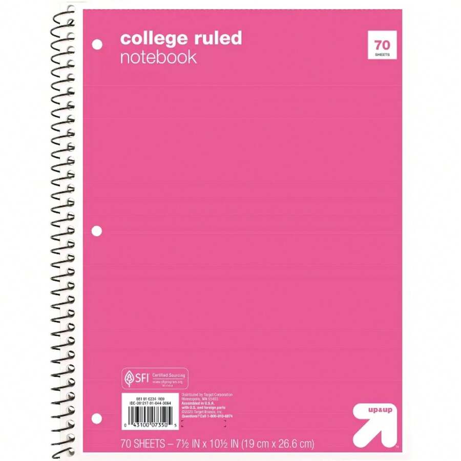 College Ruled 1 Subject Flexible Paperboard Cover Spiral Notebook - Black - View 1