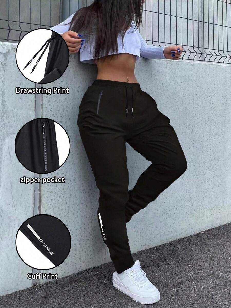 Pantaloni de fitness pentru alergare în aer liber pentru femei, colanți respirabili cu șnur în talie