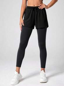 Women's High-Waisted Yoga Pants Double Layer Workout Leggings - Comfortable Stretchy Gym Running Sports Trousers