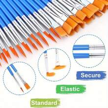 30pcs Flat & Pointed Tip Paint Brushes Set, Ideal For Acrylic Oil Painting, Canvas, Face Painting, Art Supplies, Great For Artists & Hobbyists, Perfect For Back To School Season