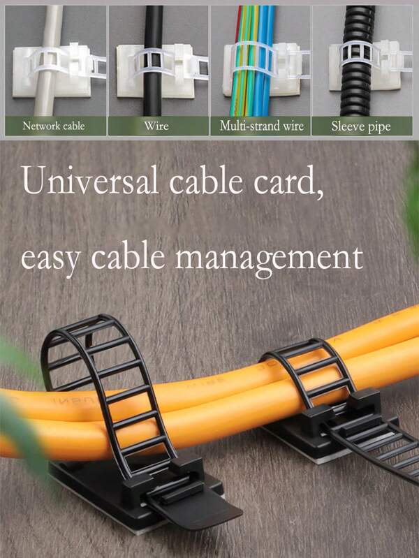 100 pièces Clips auto-adhésifs pour organiser les câbles, supports de fil réglables sans perçage pour fixer les lignes