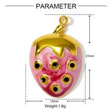 A Set Of Stainless Steel Strawberry, Cherry, Heart Themed Pretty Pink Series DIY Jewelry Accessories For Necklace, Bracelet, Earrings, Pendant Crafting