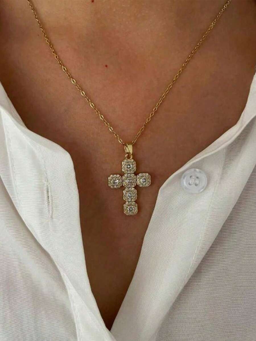 A New Light Luxury Exquisite Size 10 Full Diamond Sparkling Temperament 14k Gold Waterproof Fashionable Versatile Women's Necklace