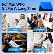 Gel Seat Cushion, Cooling Seat Cushion (Super Large & Thick), Breathable Honeycomb Design Absorbs Pressure Points Seat Cushion, Gel Cushion For Office Chair, Home Car Seat Cushion For Wheelchair - 藍色 - 查看 3