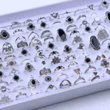50pcs/Pack Bohemian Vintage Hollow Geometric Crystal Adjustable Rings For Women, Random Styles For Daily, Date, Party, Jewelry Accessory Gift