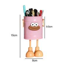 2pcs Cartoon Personalized Pen Holder, Large Capacity Cute Minimalist Retro Desktop Office Storage Bucket (Random Letter Delivery, Back To School - Multicolor - View 2