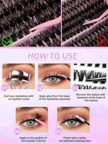 20 Rows And 400 Clusters Of D-Shaped Curly Eyelash Clusters DIY Eyelash Clusters Natural Appearance, Intelligent, Super Soft, Reusable Segmented False Eyelashes 30D+40D+50D+60D+80D+100D, Suitable For Beginners To Use At Home Or On The Go 8-16mm