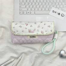 Personalized Quilted Pencil Case, Cute Quilted Aesthetic Stationery Pouch, Colorful Floral Pen Holder, Soft Bag Gift For Girls