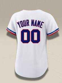 Customized Name And Number DIY Women's Printed Baseball Jersey Texas Rangers White V-Neck Personalized Short Sleeve Button Down Shirts Party Games Training Competition Sports Tops S-Xxl DIY
