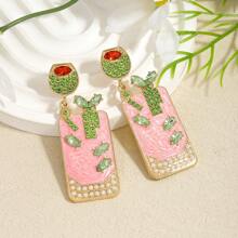 1 Paar Boho Kristall Martini Olive Tropfen Ohrringe, leichte Mode Mehrfarbige Olive Sellerie Cocktail Email Anhänger Ohrringe, geeignet als Geschenk für Frauen für den täglichen Gebrauch, Lässig Party, Urlaub