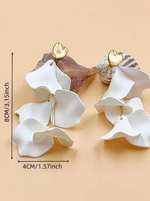 2 件白色花瓣蝴蝶结耳环，优雅甜美的女士礼物，适合派对、约会、度假