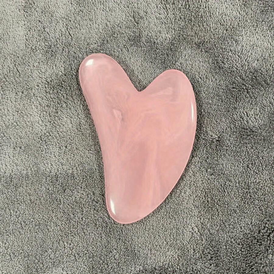 Heart-Shaped Massage Tool-Pastel Pink Face And Body Scrapping Plate, Light Beige Care, Muscle Firming, Hair Removal-Durable And Easy To Clean Surface-Salon Or Home Spa Use-Beauty Equipment, Soothing Body Massager, Easy Cleaning Material, Sanitary Scraper, Self-Care Instrument - 粉色 - 查看 1