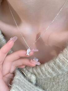 925 Sterling Silver Korean Style Small Fish Pendant Necklace, Fresh Sweet Cute Versatile Minimalist Elegant Clavicle Chain For Women