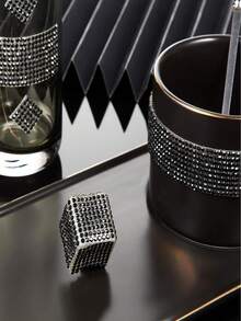 1 Pc Bling Bling Rhinestone Sheet Rhinestones Sticker DIY Car Furniture, Water Cup, Photo Frame Decoration Sticker Self Adhesive Glitter Crystal Gem Stickers For Car Decoration, 4.45 X9.37 /8.96x9.37Inch (Black)