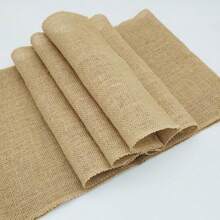 paquete de 6 Caminos de mesa de arpillera natural de 12 x 72 pulgadas, tapetes y caminos de mesa de yute rústicos a granel para decoraciones de mesa de boda del oeste, estilo de granja, fiesta, vacaciones, decoración de mesa de café de cocina - Paquete de 4 de 12 x 120 pulgadas - Ver 7