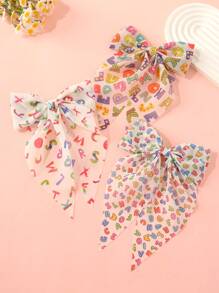 6pcs Girls' Minimalist Casual Back To School Wish Design Colorful Letter & Butterfly Hair Clips